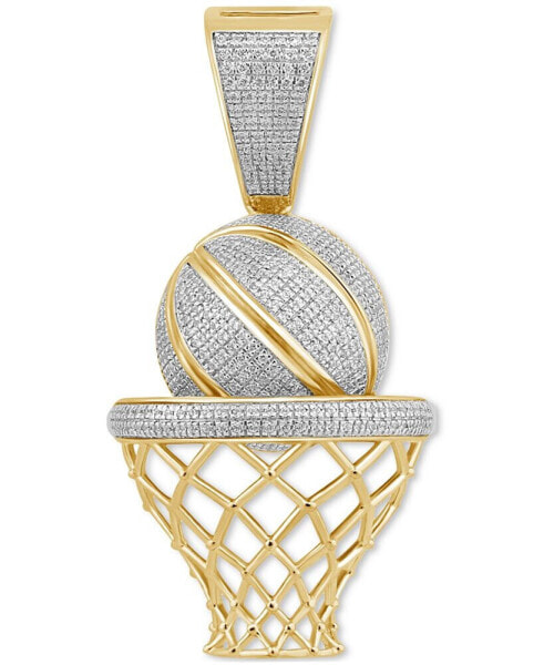 Men's Diamond Pavé Basketball & Net (3/4 ct. t.w.) in 14k Gold-Plated Sterling Silver