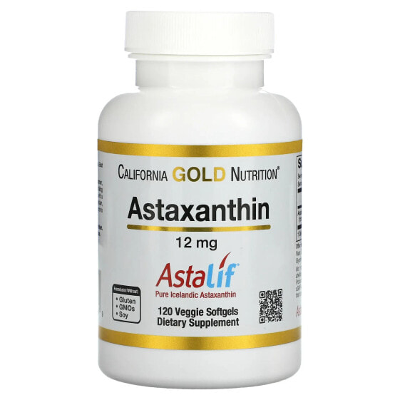 Антиоксидант, California Gold Nutrition, Astaxanthin, Astalif Pure Icelandic, 12 мг, 120 вегги-мягких гелевых капсул