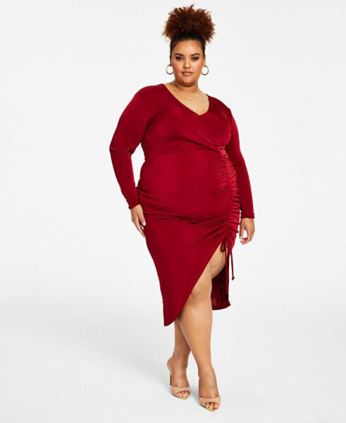 Trendy Plus Size Ruched Slinky Dress