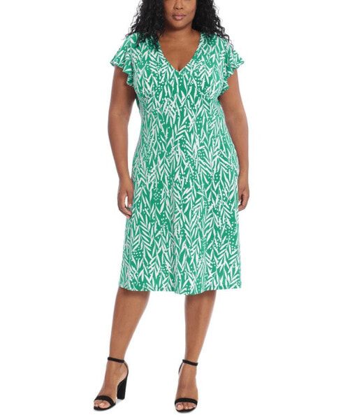 Plus Size Printed Fit & Flare Dress