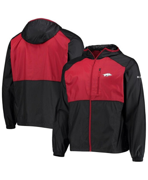 Men's Black, Cardinal Arkansas Razorbacks Flash Forward Hoodie Full-Zip Lightweight Windbreaker