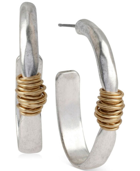 Medium Two-Tone Wire-Wrapped Oval Hoop Earrings