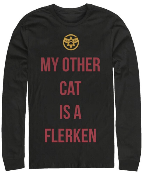 Marvel Men's Captain Marvel My Cat is a Flerken, Long Sleeve T-shirt