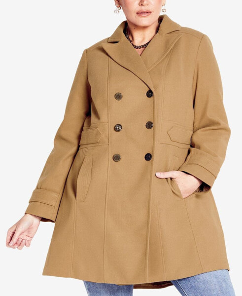 Plus Size Military Inspired Button Detail Coat