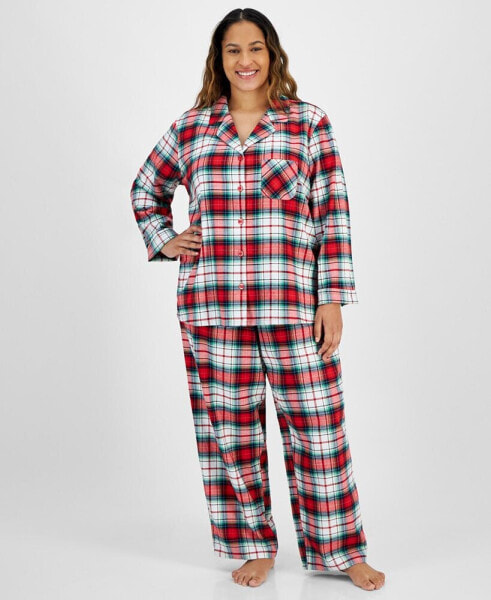 Family Pajamas Plus Size 2-Pc. Cotton Winterton Plaid Pajamas Set, Created for Macy's