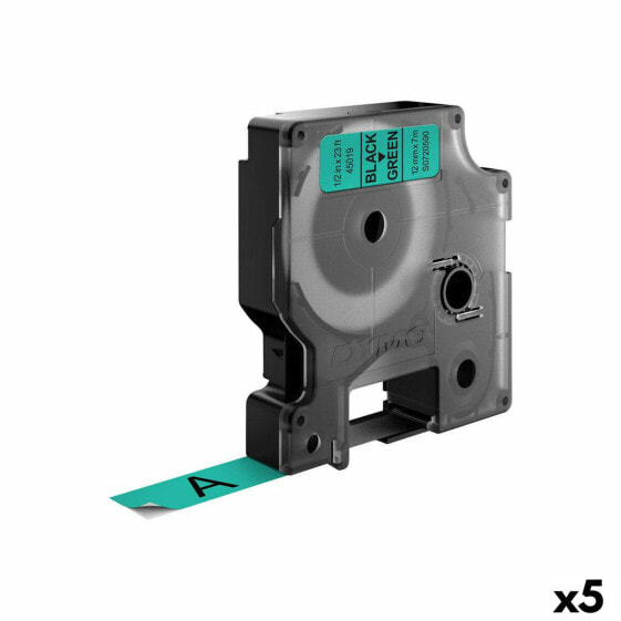 Ламинированная лента для фломастеров Dymo D1 45019 12 mm LabelManager™ Зеленый Чёрный (5 штук)