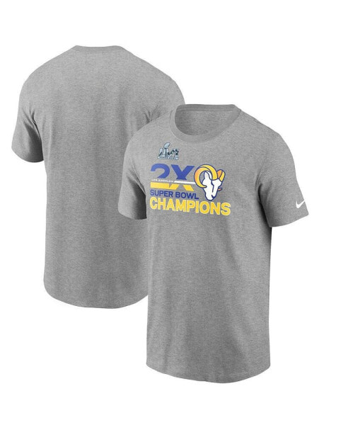 Men's Heather Gray Los Angeles Rams 2-Time Super Bowl Champions T-shirt