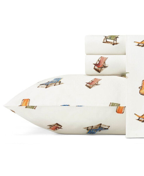 Tommy Bahama Beach Chairs Cotton Percale 4 Piece Sheet Set, King