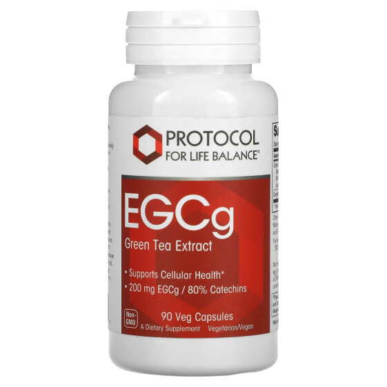 Экстракт зеленого чая EGCg, 200 мг, 90 вегетарианских капсул Protocol For Life Balance