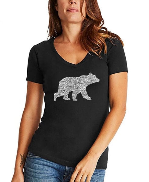 Women's V-neck Word Art Mama Bear T-shirt