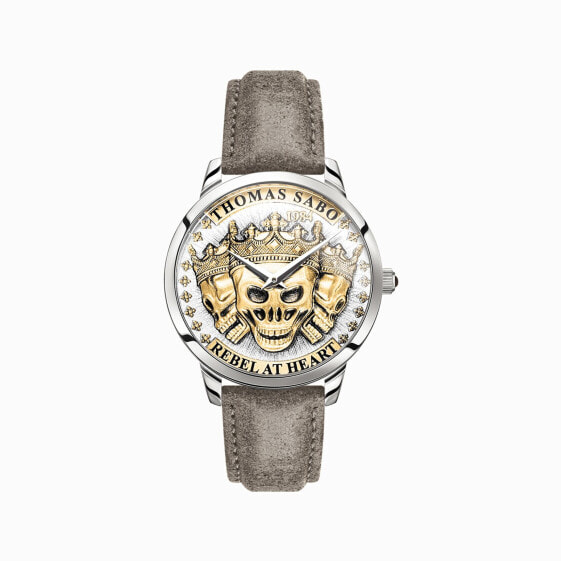 THOMAS SABO Herrenuhr Rebel Spirit 3D Totenköpfe gold WA0356-273-207-42 MM