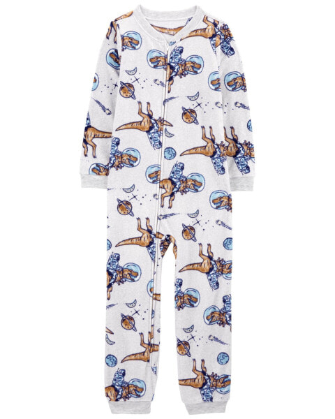 Kid 1-Piece Space Dinosaur Fleece Footless Pajamas 6