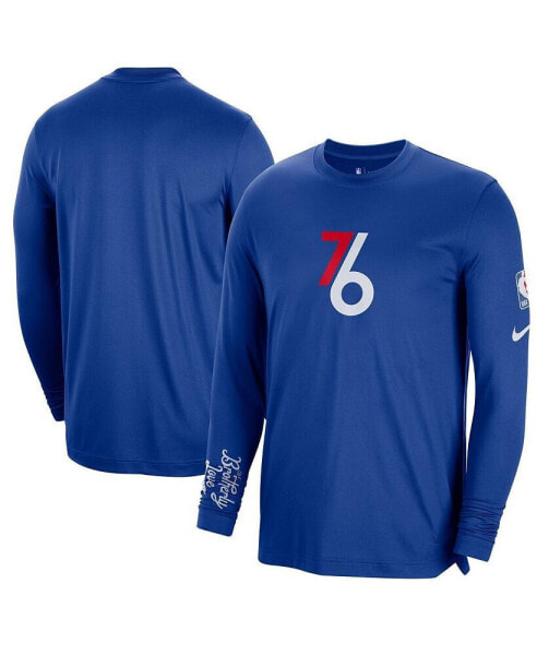 Men's Blue Philadelphia 76ers 2022/23 City Edition Pregame Warmup Long Sleeve Shooting Shirt