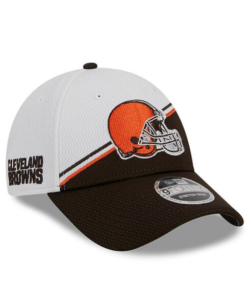 Men's White, Brown Cleveland Browns 2023 Sideline 9FORTY Adjustable Hat
