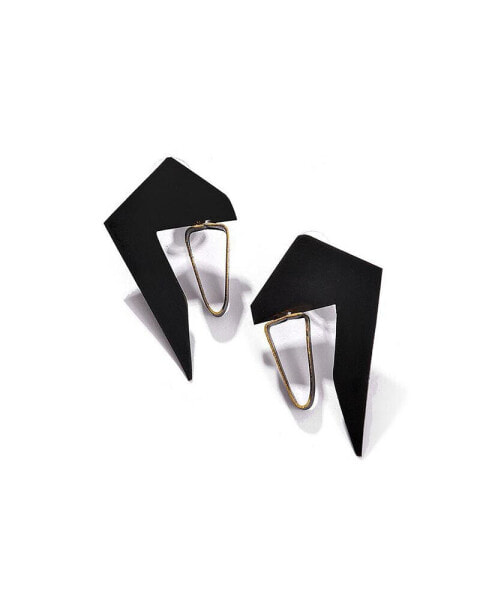 Women's Black Abstract Drop Earrings