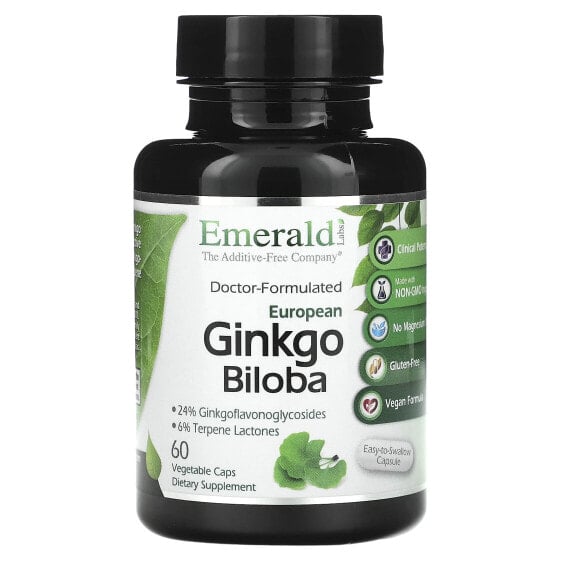Витамин Европейский Гинкго Билоба, 60 капсул Emerald Laboratories