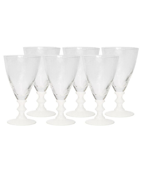 White Stemmed Wine Glasses, Set of 6