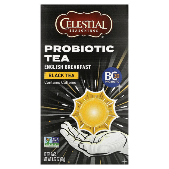 Чай травяной Celestial Seasonings пробиотический черный, English Breakfast, 16 пакетиков, 30 г
