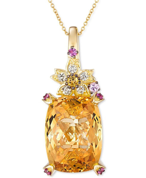 Crazy Collection® Multi-Gemstone (10-3/8 ct. t.w.) & Vanilla Diamond (1/8 ct. t.w.) 18" Pendant Necklace in 14k Gold