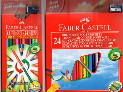 Faber-Castell Kredki 12 kolorĂłw trĂłjkÄ…tne Eco z temperĂłwkÄ…