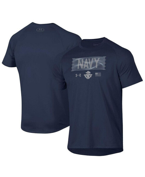 Men's Navy Navy Midshipmen Silent Service Stacked Slim Fit Tech T-shirt