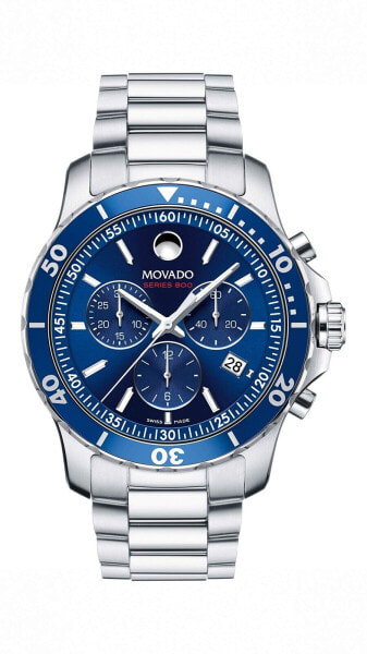 Movado Men's Series 800 Sport Chronograph Watch with Printed Index Dial Blue/...