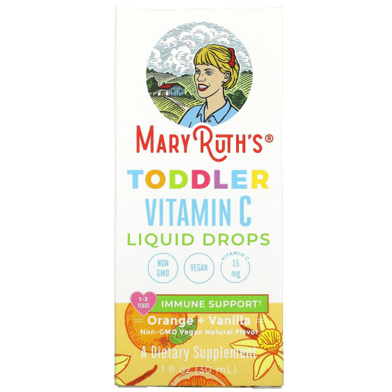 MaryRuth Organics, Жидкие капли с витамином С для малышей, для детей от 1 до 3 лет, апельсин и ваниль, 30 мл (1 жидк. Унция)