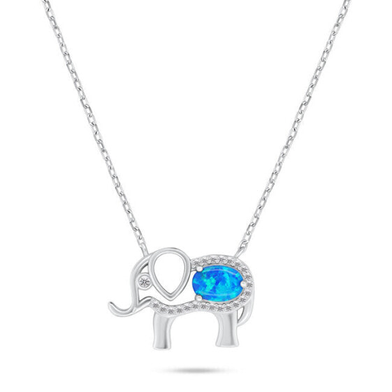 Decent Silver Elephant Opal Necklace NCL133WB
