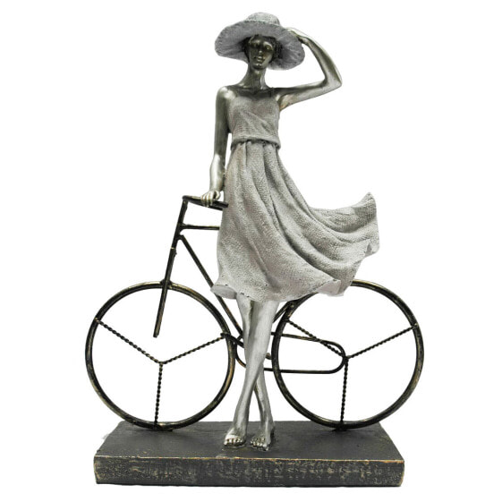 Декоративная фигура DKD Home Decor Женщина Серебристый Велосипед 27,5 x 9,5 x 34,5 см