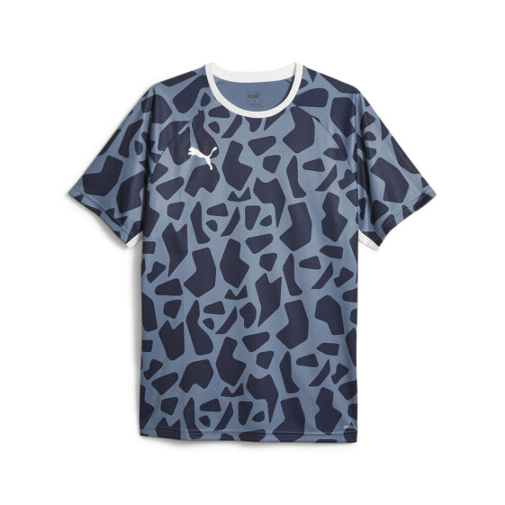 Puma Teamliga Multisport Graphic Crew Neck Short Sleeve T-Shirt Mens Blue Casual