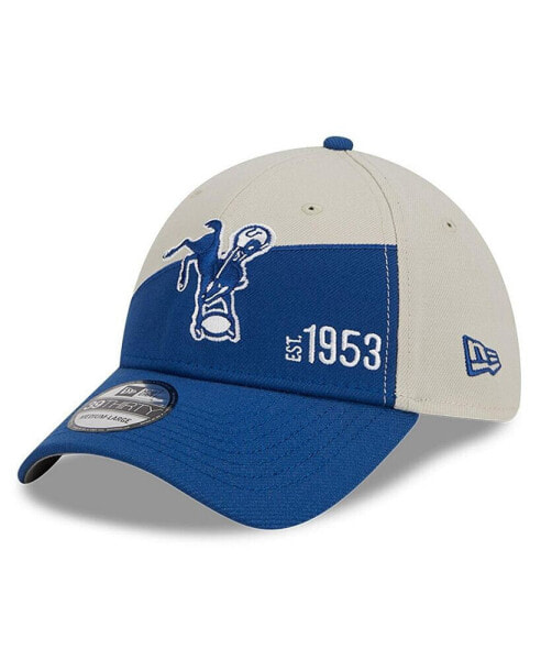 Men's Cream, Royal Indianapolis Colts 2023 Sideline Historic 39THIRTY Flex Hat