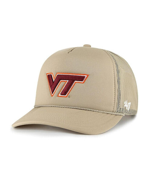 Men's Khaki Virginia Tech Hokies Foam Front Mesh Trucker Snapback Hat