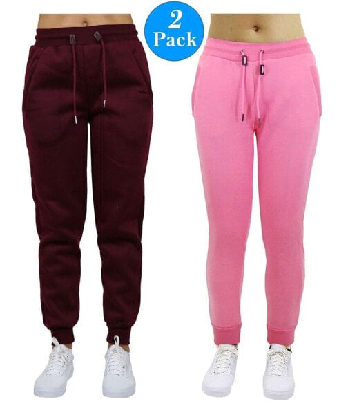 Women's Slim Fit Heavy Weight Fleece Lined Joggers - 2 Pack