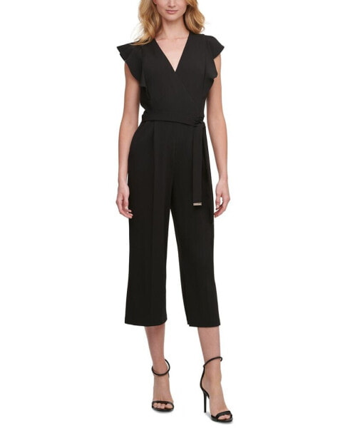 Flutter-Sleeve Cropped Jumpsuit