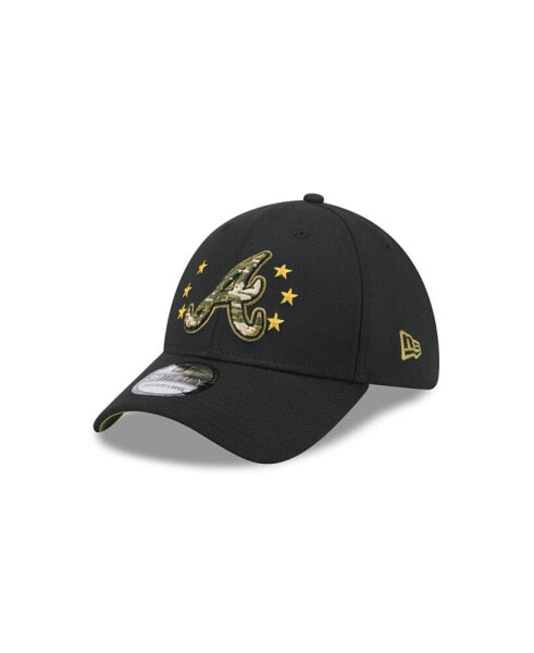 Бейсболка-кепка New Era мужская черная Atlanta Braves 2024 Armed Forces Day 39THIRTY Flex Hat