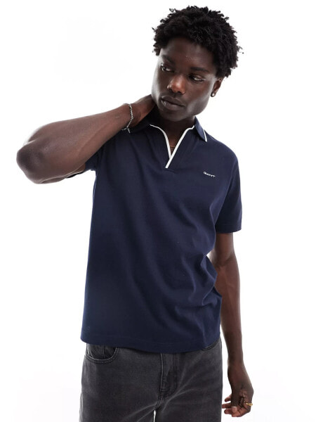 GANT logo tipping collar polo in navy