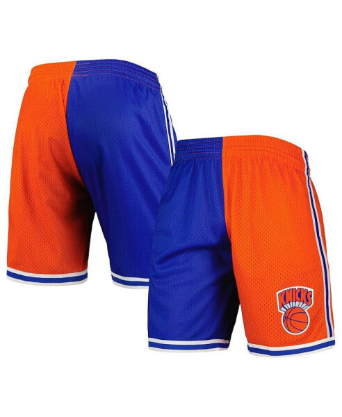Men's Blue, Orange New York Knicks Hardwood Classics 1991 Split Swingman Shorts