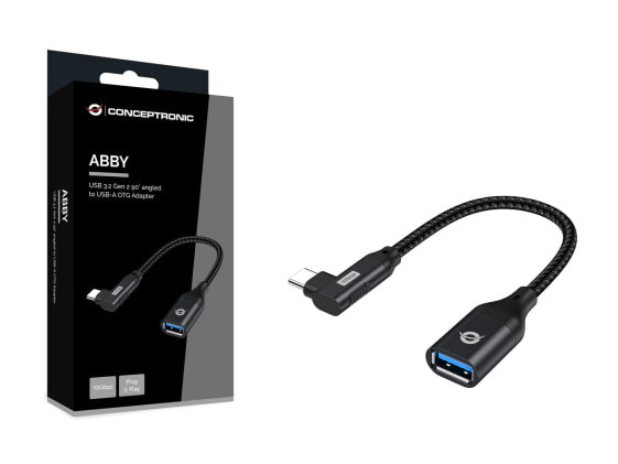 Conceptronic Adapter USB-C -> USB-A 3.0 OTG 90° schwart - Adapter