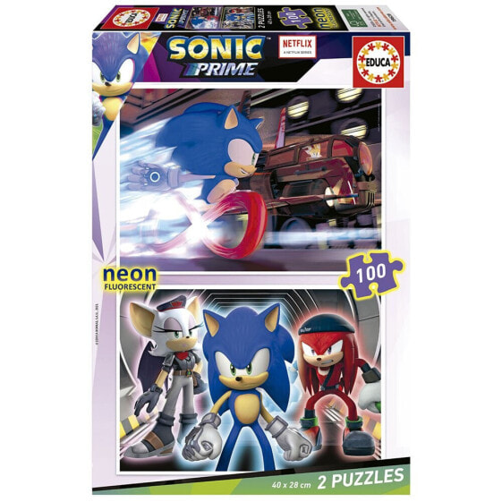 EDUCA BORRAS 2X100 Pieces Sonic Prime Neon Puzzle