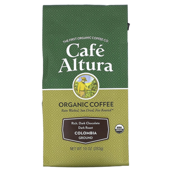 Organic Coffee, Colombia, Ground, Dark Roast, 10 oz (283 g)