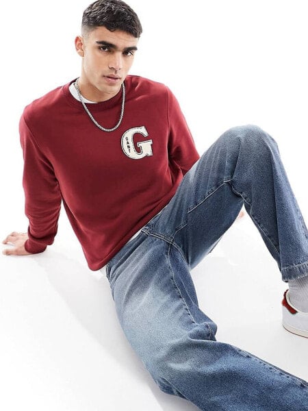 GANT applique G logo sweatshirt in burgundy