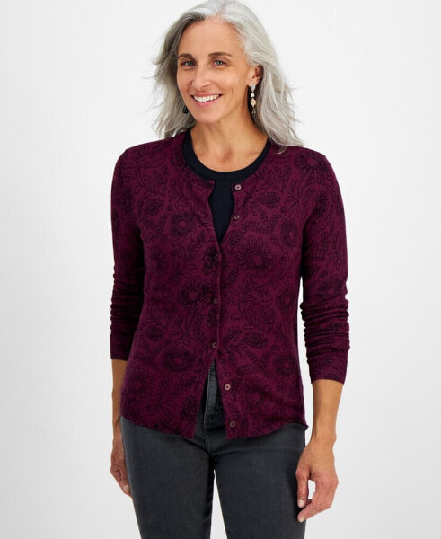 Petite Floral Cardigan, Created for Macy's