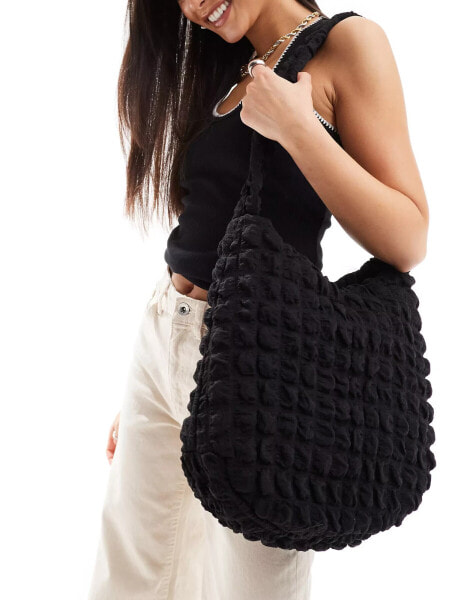 Pull&Bear bubble shoulder bag in black