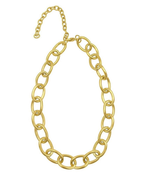 ADORNIA women's Oval Link Adjustable Gold-Tone Chain Necklace