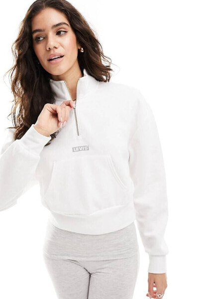 Levi's cropped half zip with small logo in white