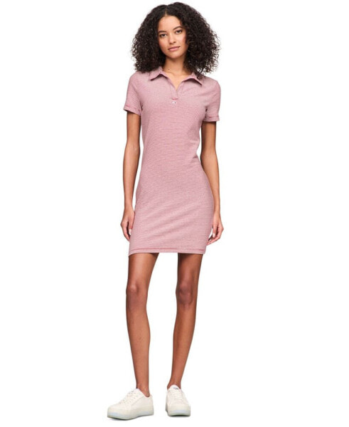 Women's Striped Short-Sleeve Polo Dress