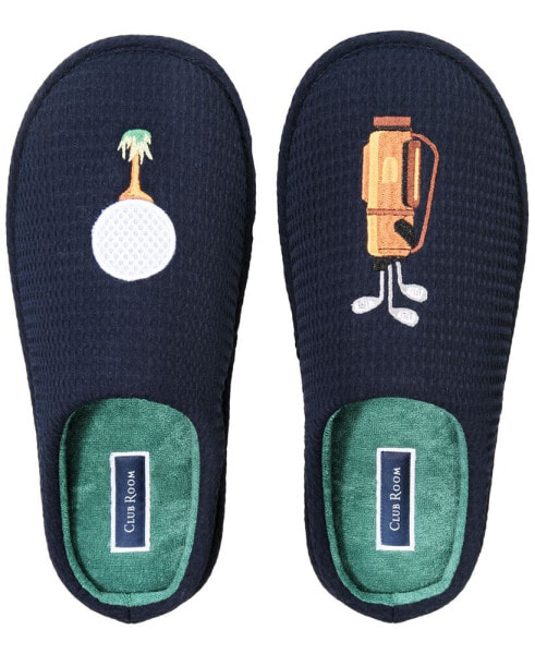 Men's Golf Embroidered Slippers, Created for Macy's