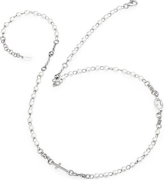 Original silver necklace with Rosary CROBB3 pearls