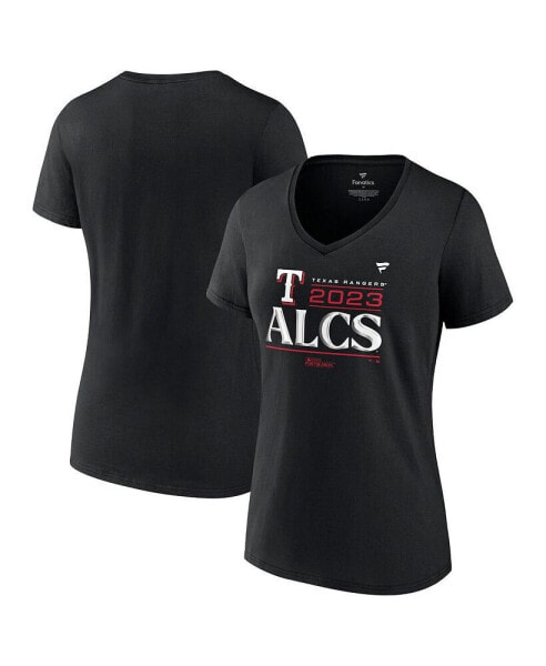 Women's Black Texas Rangers 2023 Division Series Winner Locker Room Plus Size V-Neck T-shirt
