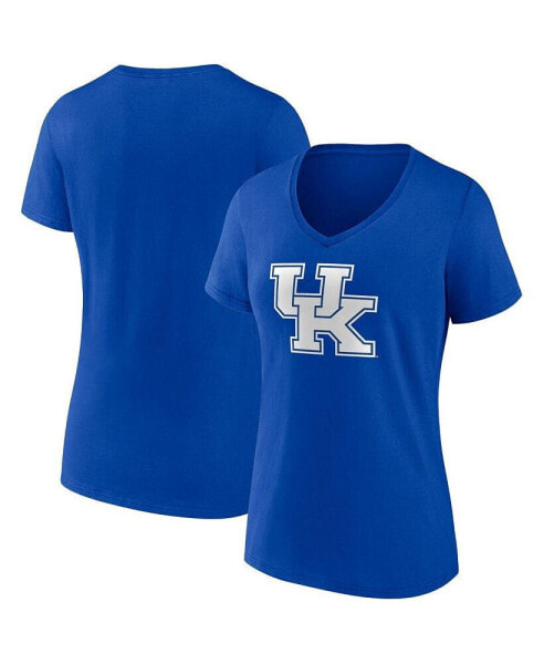 Women's Royal Kentucky Wildcats Evergreen Logo V-Neck T-shirt